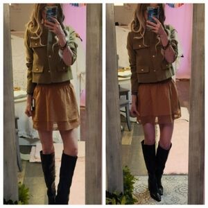Zara Military Style Cropped Flap Jacket Oversized